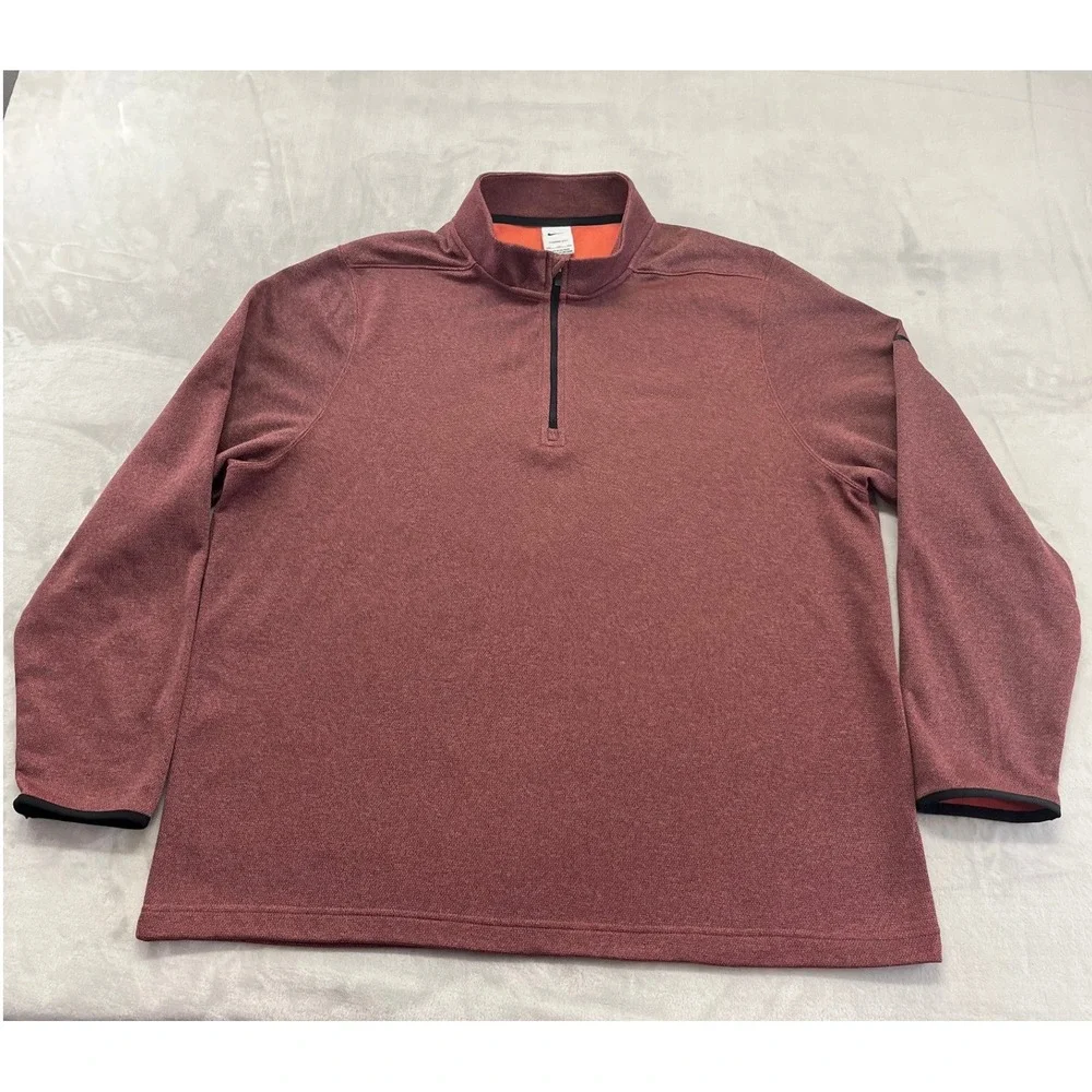 Nike Pullover Top Mens XXL Burgundy Therma-FIT 1/4 Zip Fleece Athletic Excellent